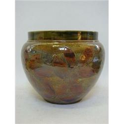 A ROYAL DOULTON STONEWARE JARDINIERE, c.1900, 'Natural Foliage Ware', alternating autumnal glazes...