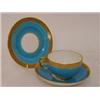 Image 1 : THREE MINTONS CABINET CUPS, and two saucers, late 19th Century, raised gilding containing a turqu...