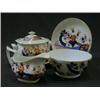 Image 1 : A SERIES OF COALPORT TEAWARES, c.1815, lidded sugar/stand, creamer, plate and waste bowl, painted...