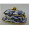 Image 1 : A COPELAND SPODE SAUCE BOAT ON STAND, c.1900, polychrome and blue transfer 'Landscape' pattern, g...
