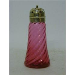 A WRYTHEN RUBY GLASS CASTOR, height 15cm  £30-50...