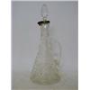 Image 1 : AN ART NOUVEAU CLARET JUG, clear wheel cut tendrils and florets on tapered body, silver collar ri...
