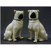 Image 1 : A PAIR OF STAFFORDSHIRE BULL TERRIERS, c.1890, white, black muzzles and painted eyes, (one with d...