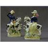 Image 1 : A PAIR OF STAFFORDSHIRE FLATBACK FIGURES, mid 19th Century, Queen Victoria and Prince Consort on ...