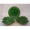 Image 1 : A MINTONS DESSERT PLATE, 1878, moulded basket weave, green majolica glaze, diameter 23cm, and a s...