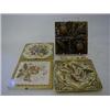 Image 1 : A MAW & CO ART POTTERY TILE, moulded vegetables, chocolate glaze, with four transfer printed tile...