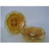 Image 1 : TWO MARIGOLD CARNIVAL GLASS DISHES, thistle pattern on four feet, diameters 21cm (2)  £20-40...