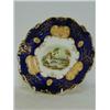 Image 1 : A DESSERT PLATE, c.1825, of Rockingham type, deep blue and apricot reserving a landscape numbered...