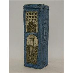 A TROIKA NUDE BLUE RECTANGLE VASE, signed Louise Jenks, height 23cm  £100-120...