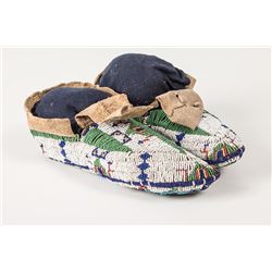 Sioux Beaded Woman's Ceremonial Moccasins, 9" long