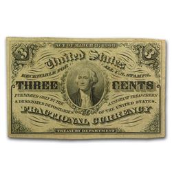 3rd Issue Fractional Currency 3 Cents AU