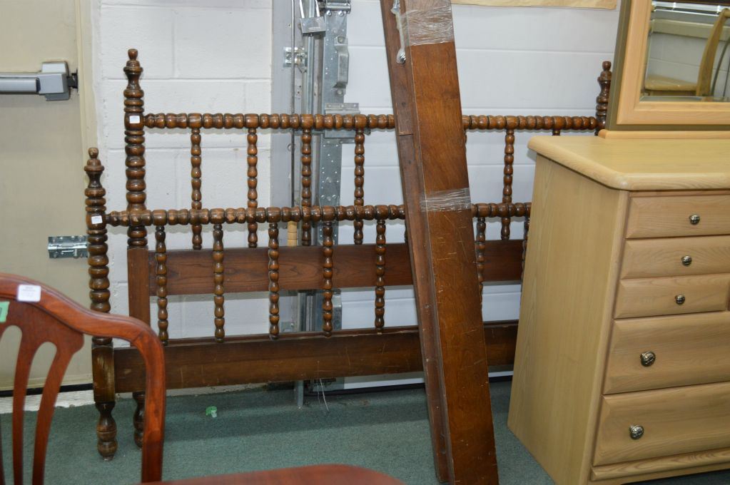 Mid 20th Century Jenny Lind Style Double Bed With Headboard