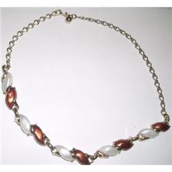 Vintage Bronze and White Pattern Necklace