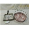 Image 1 : LOT 2 ANTIQUE GLASS & SILVERTONE RELISH DISHES