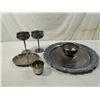 Image 2 : LOT 5 VINTAGE SILVERPLATED TRAY, CUPS, GLASSES