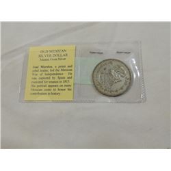 JOSE MORELOS OLD MEXICAN SILVER DOLLAR