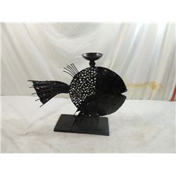 FOLK ART FISH CANDLE HOLDER