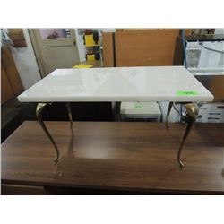 MARBLE TOP BRASS LEG BASE SMALL TABLE