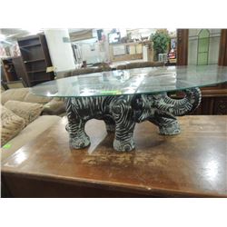 GLASS TOP ELEPHANT COFFEE TABLE