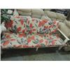 Image 1 : WOODEN SUN ROOM SOFA W/ FLORAL CUSHIONS