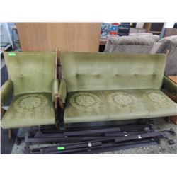 VINTAGE VELVET GREEN SOFA & CHAIR