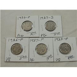 LOT 5 MISC BUFFLAO NICKELS