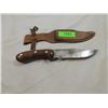 Image 1 : KNIFE WITH WOODEN HANDLE & LEATHER SHEATH