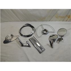 LOT 8 STAINLESS STEEL VINTAGE CAR PARTS