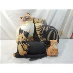 LOT 4 STUFFED CAT PILLOWS