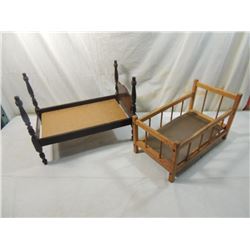 LOT 2 VINTAGE DOLL BEDS