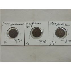 LOT 3 OLD INDIAN HEAD PENNIES