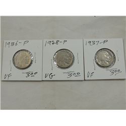 LOT 3 BUFFALO NICKELS