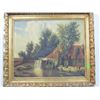 Image 2 : 47X40 LARGE VINTAGE WATERMILL PAINTING ORNATE FRAM