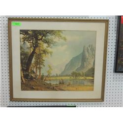 VINTAGE LITHOGRAPH MOUTAIN SCENE