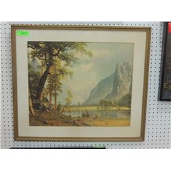 VINTAGE LITHOGRAPH MOUTAIN SCENE