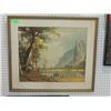 Image 1 : VINTAGE LITHOGRAPH MOUTAIN SCENE