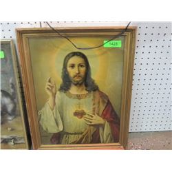 VINTAGE JESUS CHRIST FRAMED LITHOGRAPH