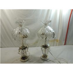 PAIR VINTAGE CUT GLASS TABLE BEDSIDE LAMPS