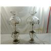 Image 2 : PAIR VINTAGE CUT GLASS TABLE BEDSIDE LAMPS