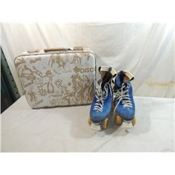 VINTAGE SMALL TRAVEL SUITCASE & ROLLER SKATES