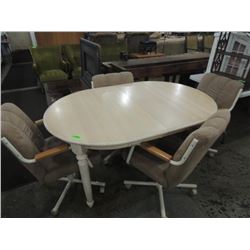 BLEACHED WOOD DINING TABLE & 4 CHAIRS