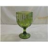 Image 1 : VINTAGE 7UP GREEN FOOTED GLASS