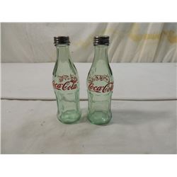 LOT 2 SMALL COCA COLA BOTTLE SALT & PEPPER SHAKER