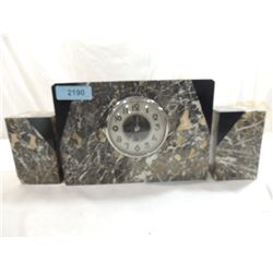 ART DECO 3 PIECE MARBLE CLOCK SET