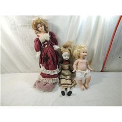 LOT 3 VINTAGE COLLECTORS DOLLS