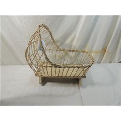 WOVEN SMALL DOLL MUSICAL ROCKING CRADLE