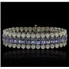 Image 1 : 10KT White Gold 20.84ctw Tanzanite and Diamond Bracelet