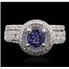Image 1 : 14KT White Gold 0.78ct Tanzanite and Diamond Ring