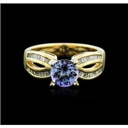 18KT Yellow Gold 1.37ct Tanzanite and Diamond Ring