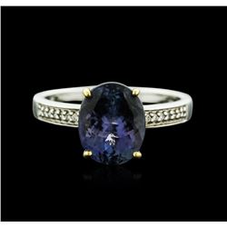 18KT Two-Tone Gold 3.07ct Tanzanite and Diamond Ring